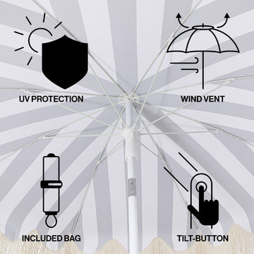 Mariner 6.5 ft. Classic Cottage Fringe Tassel Market Beach Umbrella
